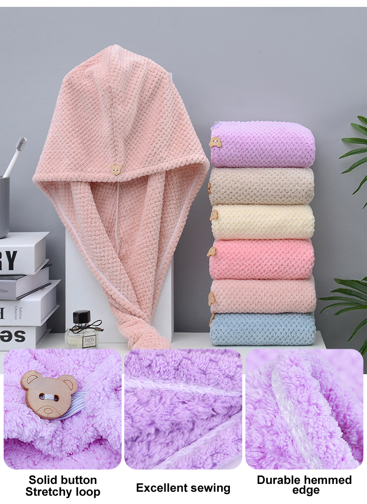 Pink Thick Pineapple Hair Towel (3) Pink Thick Pineapple Hair Towel (3)