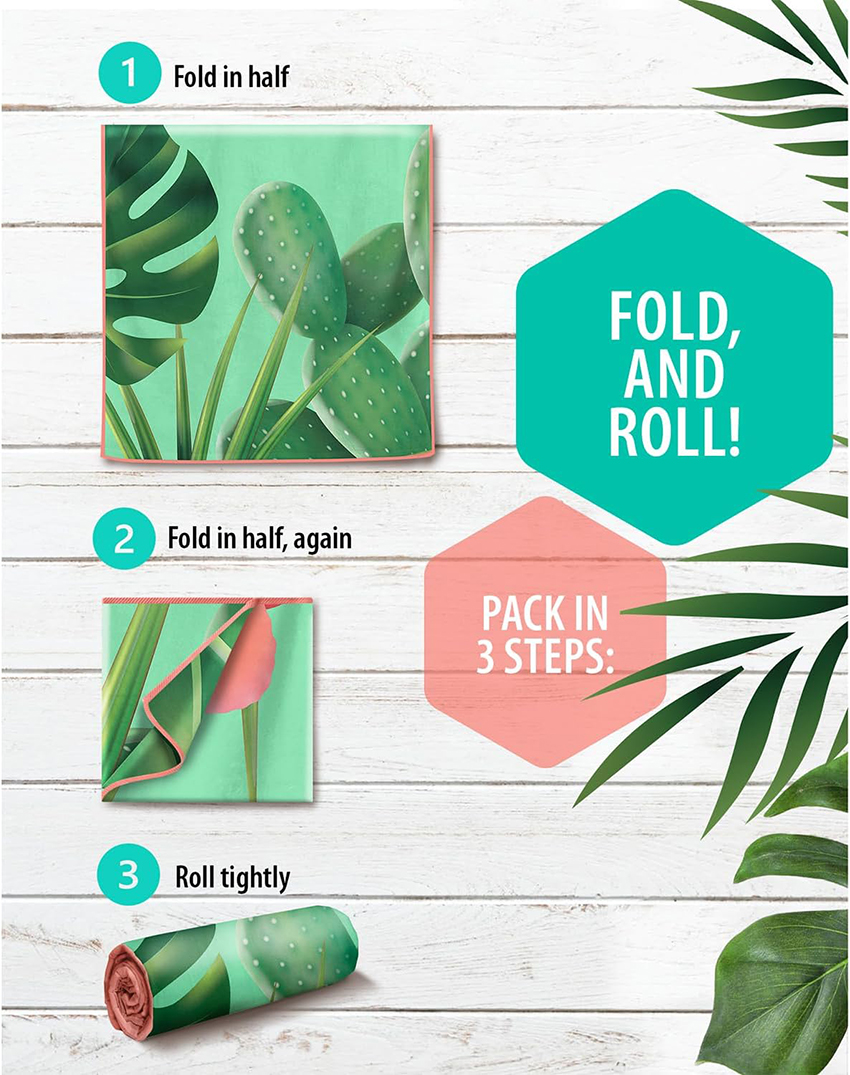 Green Leaf Beach Towel -FOLD, AND ROLL! Green Leaf Beach Towel -FOLD, AND ROLL!