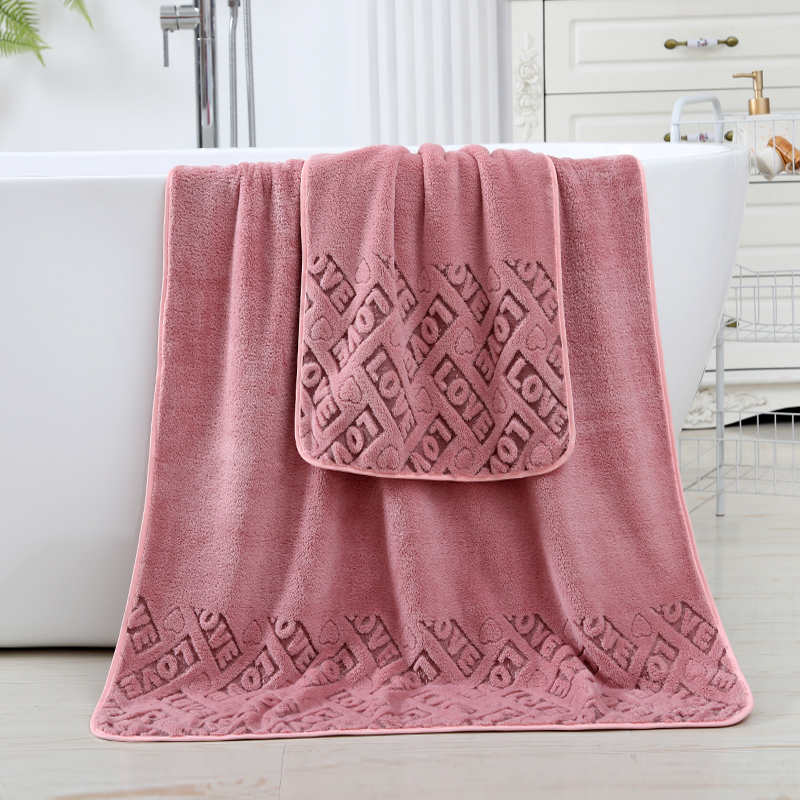 Love Jacquard Coral Fleece Towel Set
