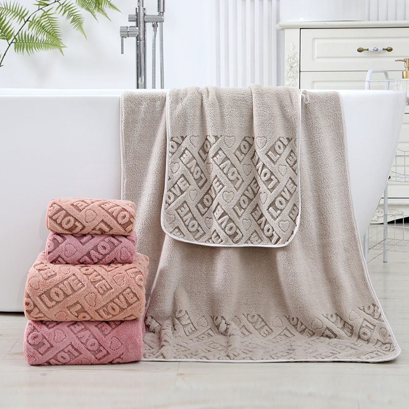 Love Jacquard Coral Fleece Towel Set
