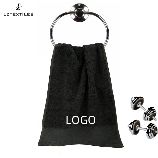 Black Pure Cotton Sports Towel