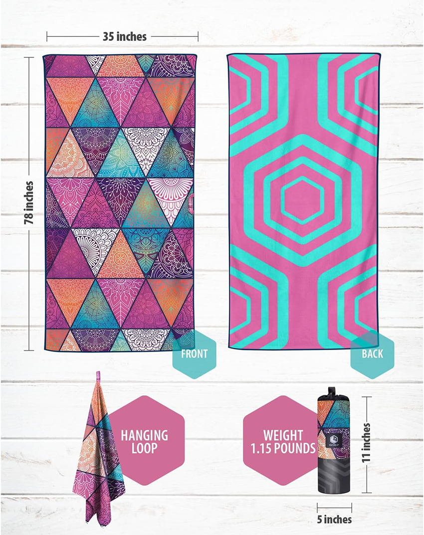 Diamond-shaped color combination Beach Towel-HANGING LOOP WEIGHT 1.15 POUNDS
