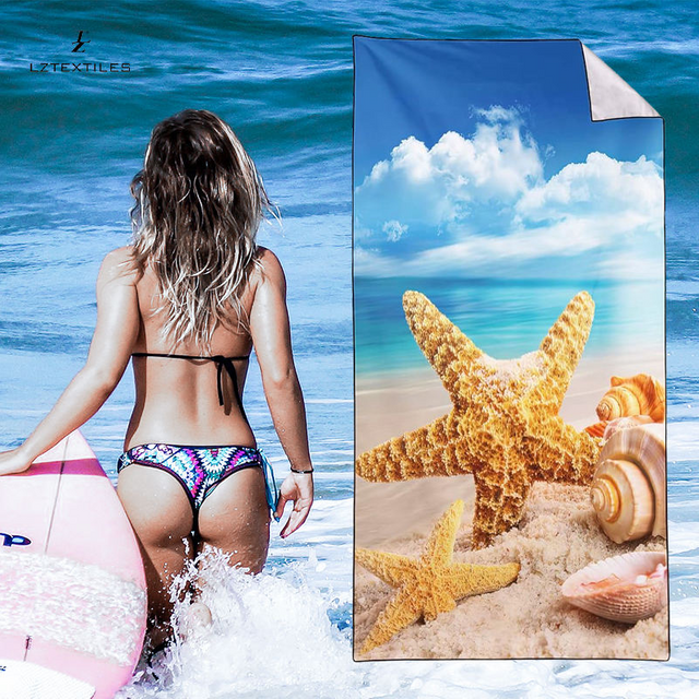 Beach-Themed Blue Custom Beach Towel