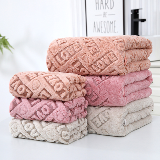 Love Jacquard Coral Fleece Towel Set
