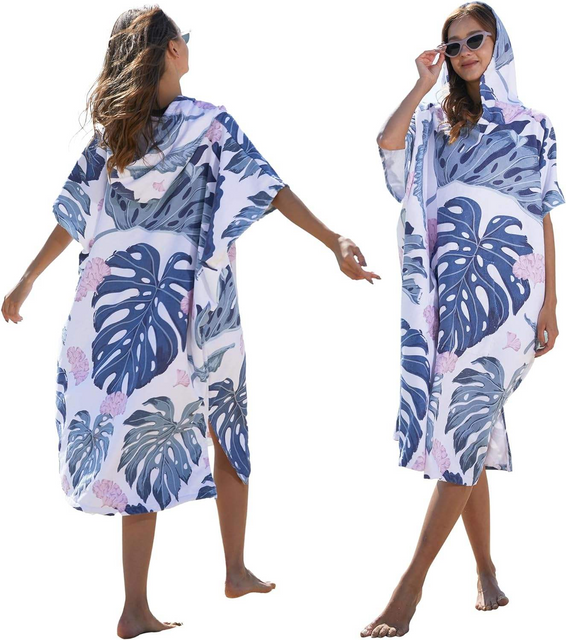 Terry Hooded Beach Poncho Robe for Adults