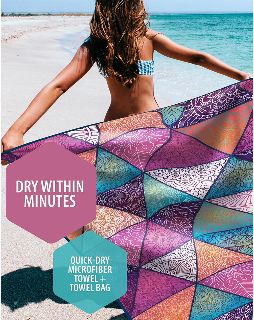 Diamond-shaped color combination Beach Towel-DRY WITHIN MINUTES