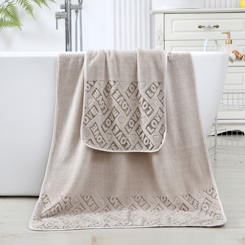 Love Jacquard Coral Fleece Towel Set