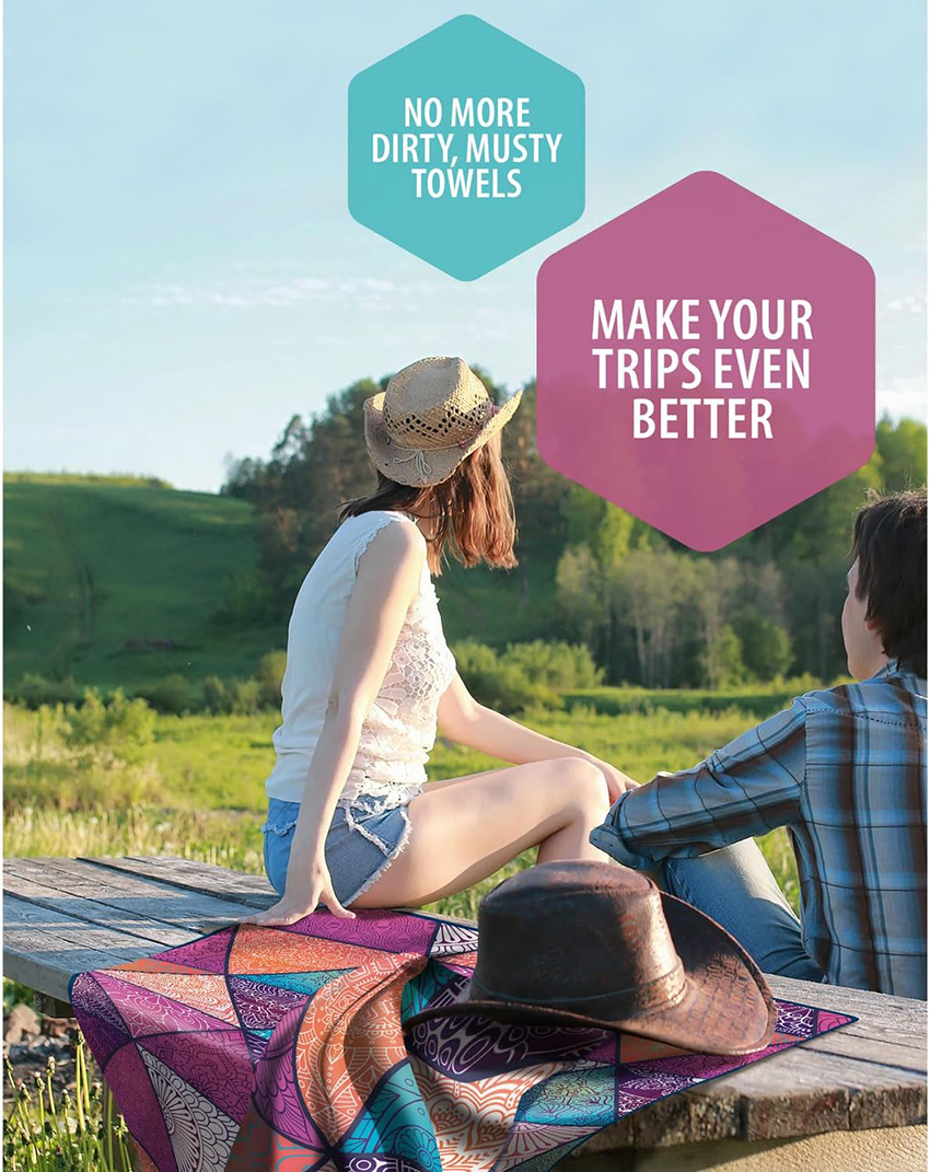 Diamond-shaped color combination Beach Towel-NO MOREDIRTY, MUSTY TOWELS/MAKE YOURTRIPS EVEN BETTER