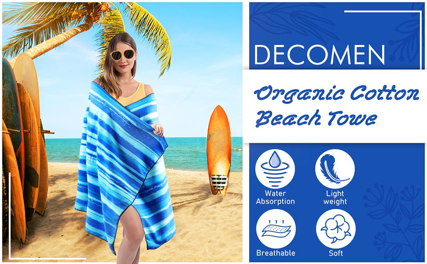 Blue striped OEM Beach Towel-DECOMEN