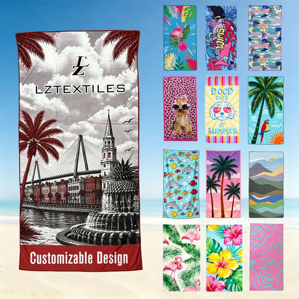 Super Absorbent Quick-Dry Lightweight Custom Printed Microfiber Beach Towel
