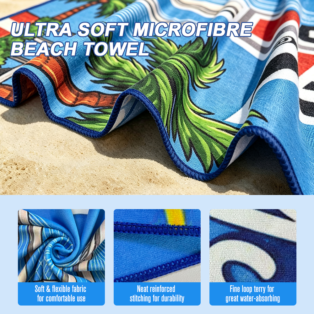 Wholesale Custom Printed Microfiber Beach Towel